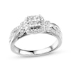 Previously Owned Diamond Engagement Ring 1/2 ct tw Round & Princess 10K White Gold