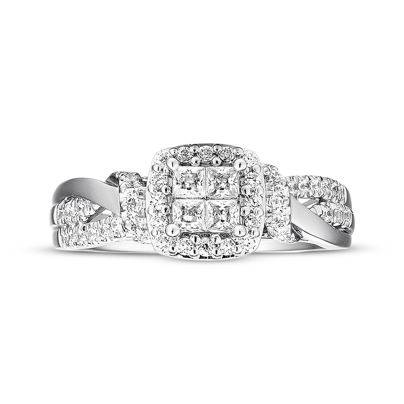 Main Image 3 of Previously Owned Diamond Engagement Ring 1/2 ct tw Round & Princess 10K White Gold