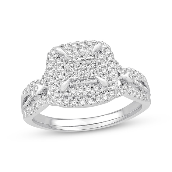 Previously Owned Diamond Engagement Ring 5/8 ct tw Princess-cut 10K White Gold