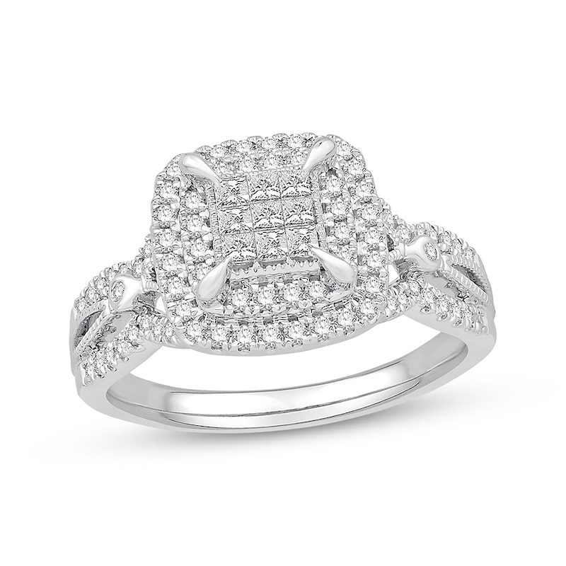 Main Image 1 of Previously Owned Diamond Engagement Ring 5/8 ct tw Princess-cut 10K White Gold