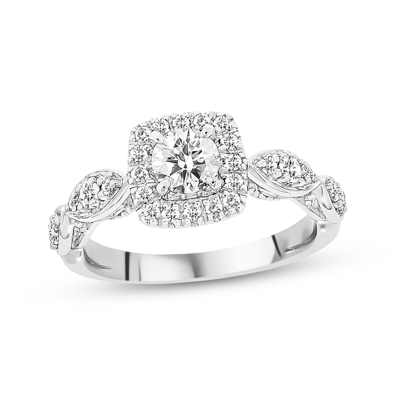 Main Image 1 of Previously Owned Diamond Engagement Ring 7/8 ct tw Round-cut 14K White Gold