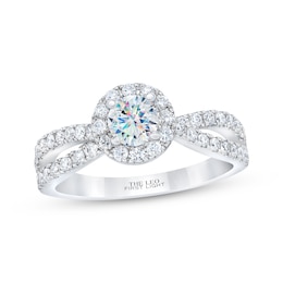Previously Owned THE LEO First Light Diamond Engagement Ring 7/8 ct tw Round-cut 14K White Gold