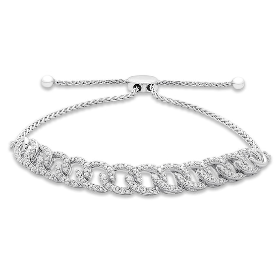 Previously Owned Diamond Link Bolo Bracelet 1/5 ct tw Round-cut Sterling Silver
