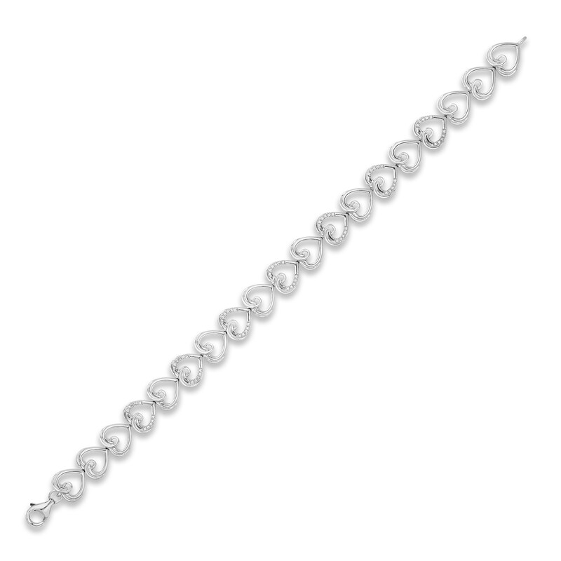 Previously Owned Hallmark Diamonds Heart Bracelet 1/10 ct tw Sterling Silver 7.5"