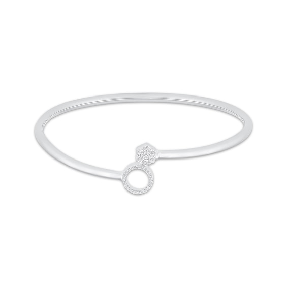 Previously Owned Diamond Circle Bangle Bracelet 1/10 ct tw Sterling Silver