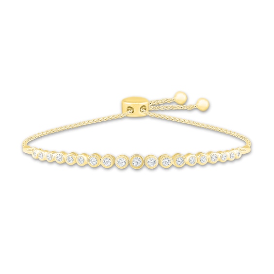 Previously Owned Diamond Bezel Bolo Bracelet 3/4 ct tw Round-cut 10K Yellow Gold 9.5"