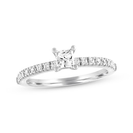 Previously Owned Diamond Engagement Ring 1/2 ct tw Princess/Round 14K White Gold