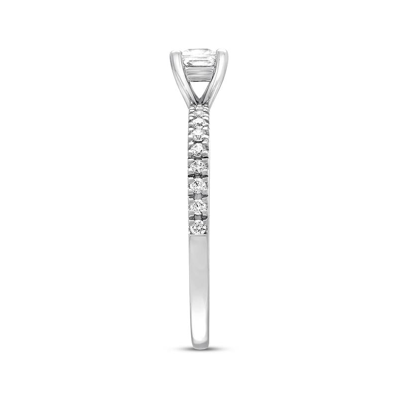 Main Image 2 of Previously Owned Diamond Engagement Ring 1/2 ct tw Princess/Round 14K White Gold