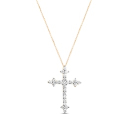 Previously Owned Diamond Cross Necklace 1/2 ct tw Round-cut 10K Yellow Gold