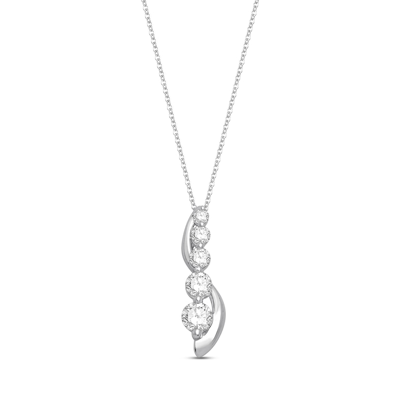 Main Image 1 of Previously Owned Diamond Necklace 1/2 ct tw Round-cut 10K White Gold 19 Length