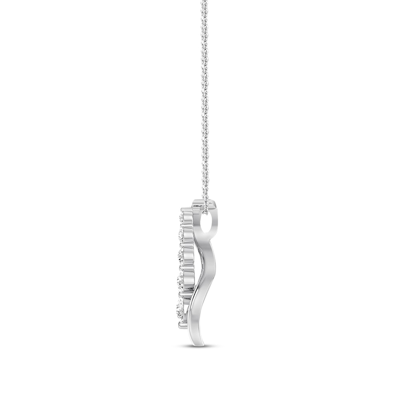 Main Image 2 of Previously Owned Diamond Necklace 1/2 ct tw Round-cut 10K White Gold 19 Length