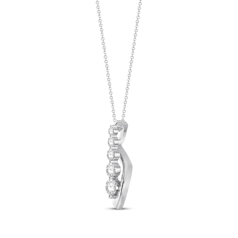 Main Image 3 of Previously Owned Diamond Necklace 1/2 ct tw Round-cut 10K White Gold 19 Length