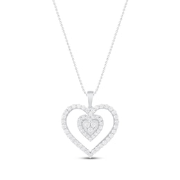 Previously Owned Diamond Heart Necklace 1 ct tw Round-cut 10K White Gold 19"