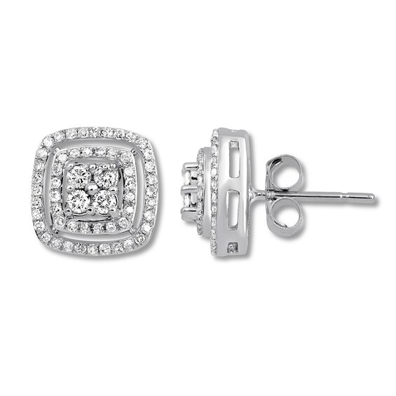 Previously Owned Diamond Earrings 1 ct tw Round-cut 10K White Gold