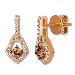 Previously Owned Le Vian Chocolate & Nude Earrings 5/8 ct tw Diamonds 14K Strawberry Gold