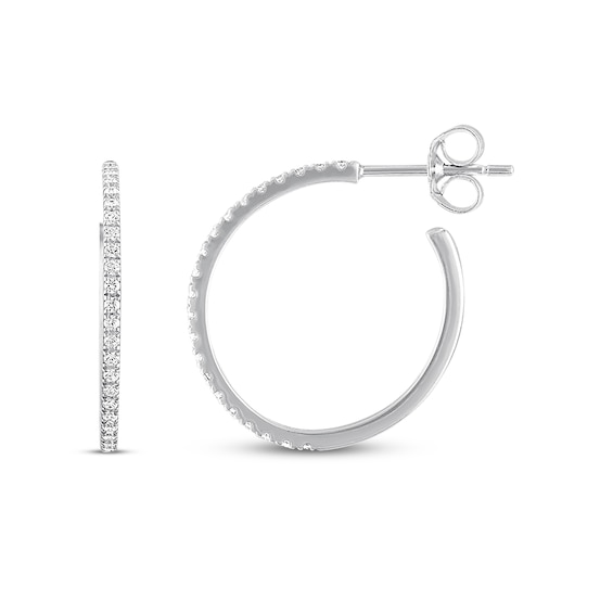 Previously Owned Diamond Hoop Earrings 1/4 ct tw Round-cut 10K White Gold