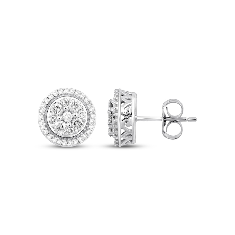 Main Image 1 of Previously Owned Diamond Earrings 1/2 ct tw Round-cut 10K White Gold