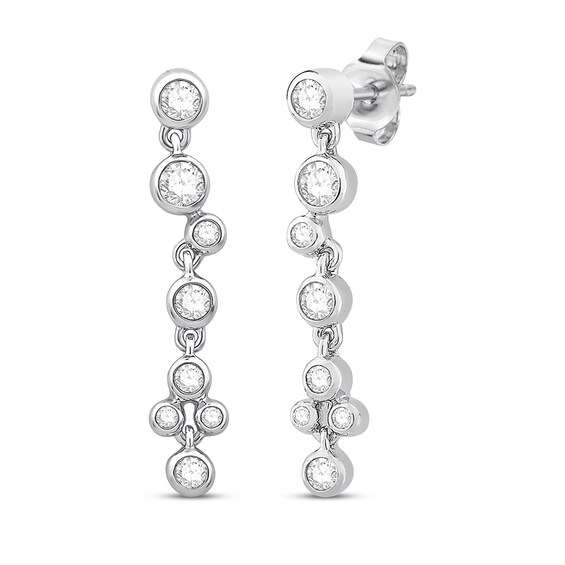 Previously Owned Diamond Earrings 1/3 ct tw Round-cut & Bezel-set 10K White Gold