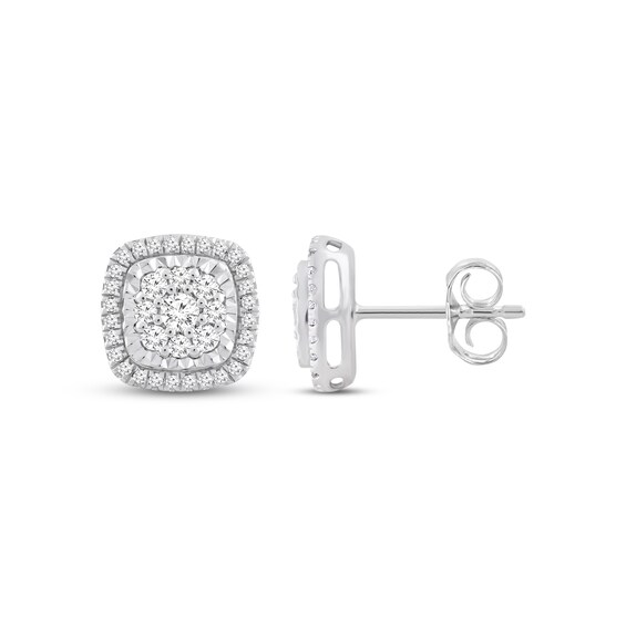 Previously Owned Diamond Stud Earrings 1/2 ct tw Round-cut Sterling Silver