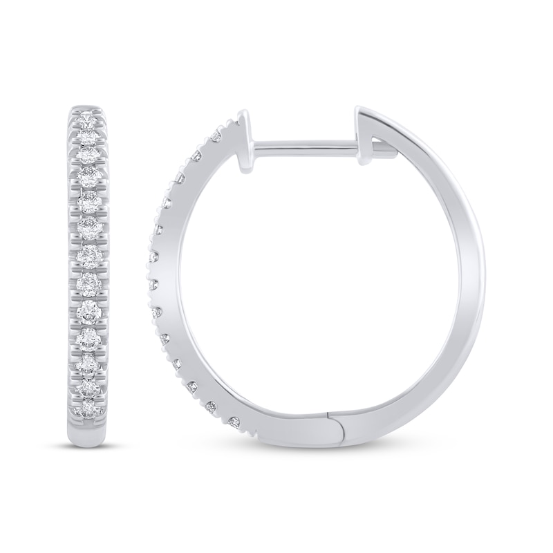 Main Image 1 of Previously Owned Diamond Hoop Earrings 1/4 ct tw 10K White Gold