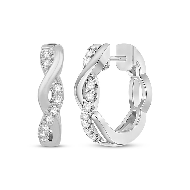 Main Image 1 of Previously Owned Diamond Twist Hoop Earrings 1/5 ct tw Round-cut Sterling Silver