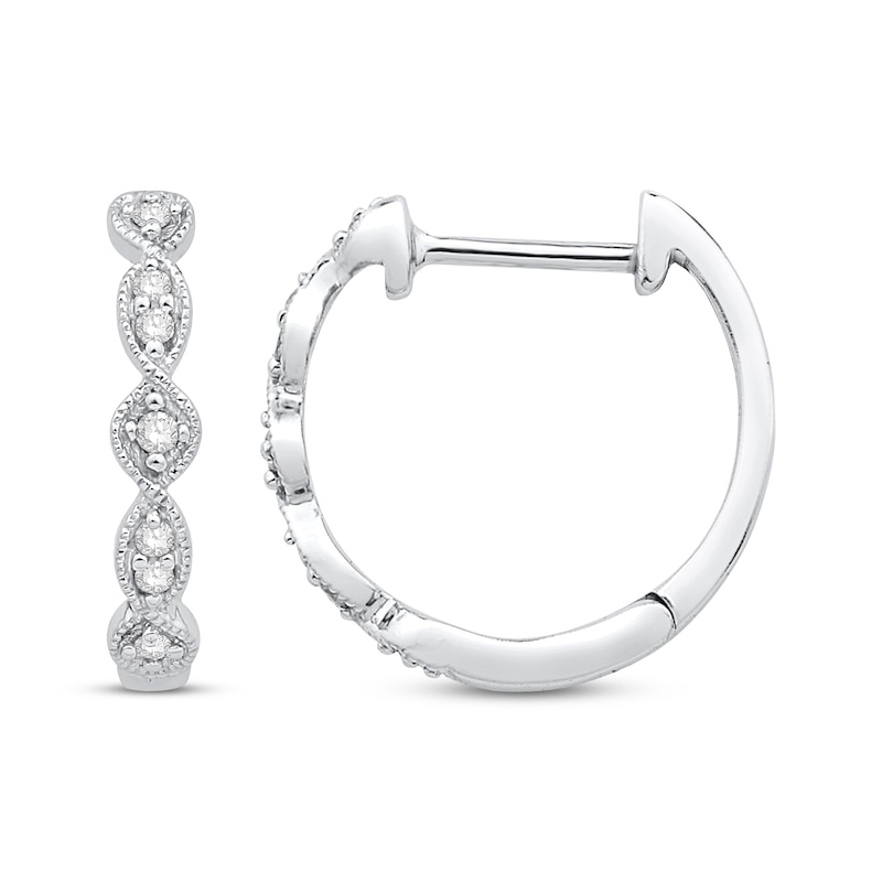 Previously Owned Diamond Twist Hoop Earrings 1/10 ct tw 10K White Gold
