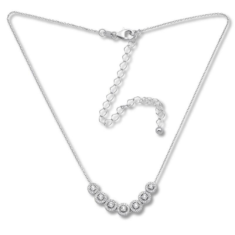 Main Image 2 of Previously Owned Diamond Choker Necklace 1/4 ct tw Round-cut 10K White Gold