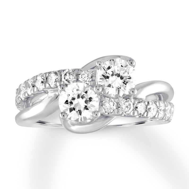 Main Image 1 of Previously Owned Ever Us Two-Stone Diamond Ring 2 ct tw Round-cut 14K White Gold