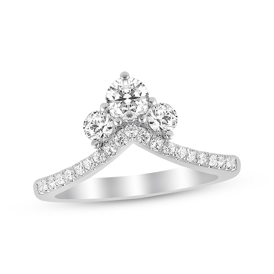 Previously Owned Three-Stone Diamond Ring 1/2 ct tw Round-cut 10K White Gold