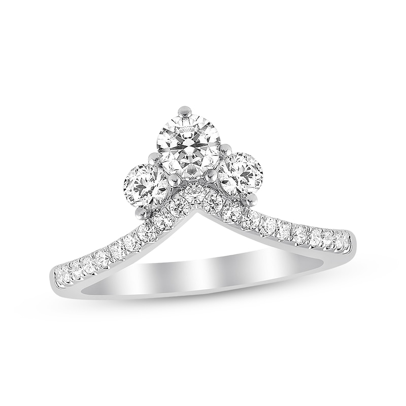 Main Image 1 of Previously Owned Three-Stone Diamond Ring 1/2 ct tw Round-cut 10K White Gold