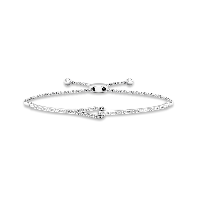 Main Image 1 of Previously Owned Love + Be Loved Diamond Bolo Bracelet 1/5 ct tw Sterling Silver 9.5&quot;