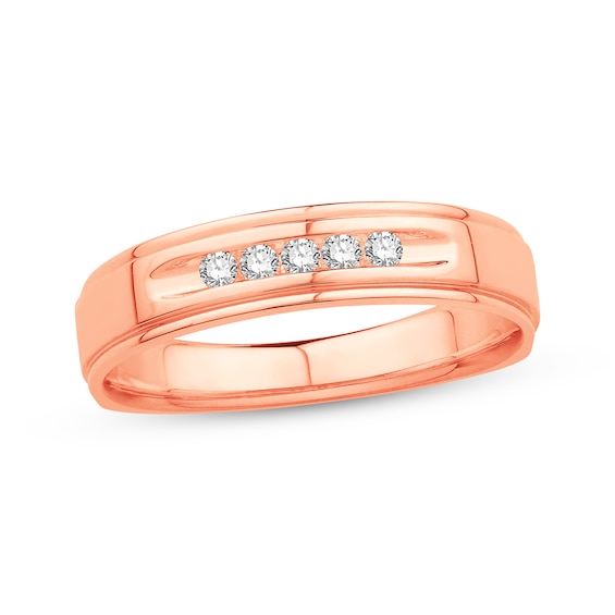 Previously Owned Men's Diamond Wedding Band 1/8 Carat tw Round-cut 10K Rose Gold