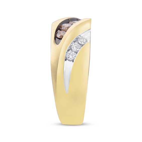 Thumbnail Image 3 of Previously Owned Men’s Brown and White Diamond Ring 1/2 ct tw 10K Yellow Gold
