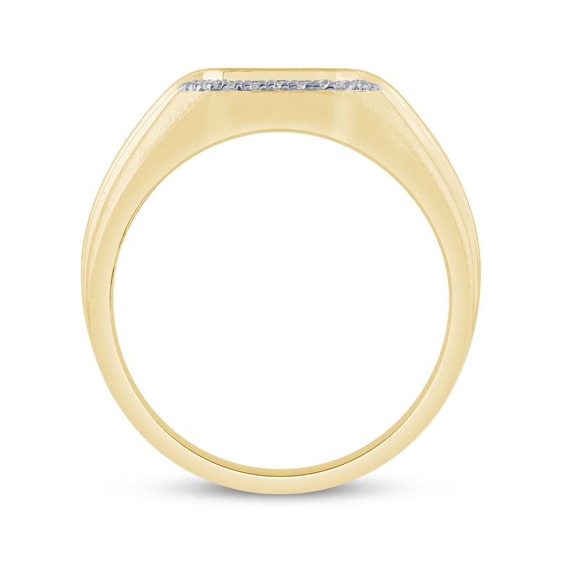 Main Image 2 of Previously Owned Men's Diamond Cross Ring 1/6 ct tw 10K Yellow Gold