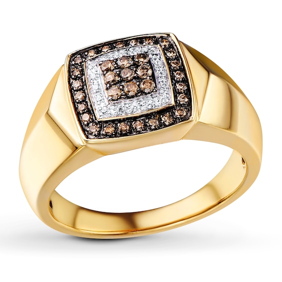 Previously Owned Brown Diamond Men's Ring 1/3 ct tw 10K Yellow Gold