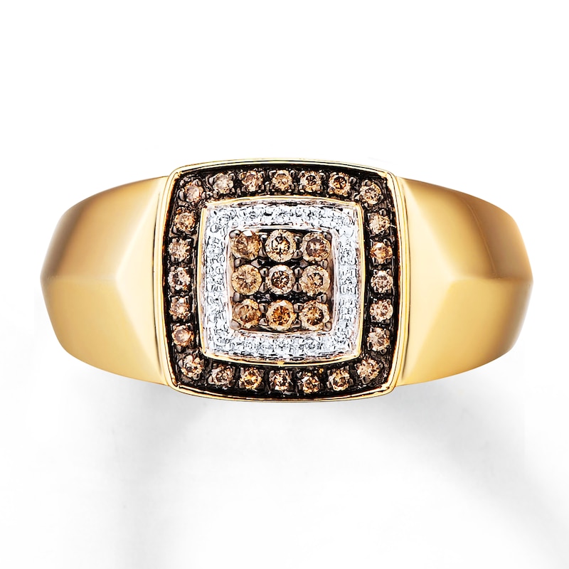 Main Image 4 of Previously Owned Brown Diamond Men's Ring 1/3 ct tw 10K Yellow Gold