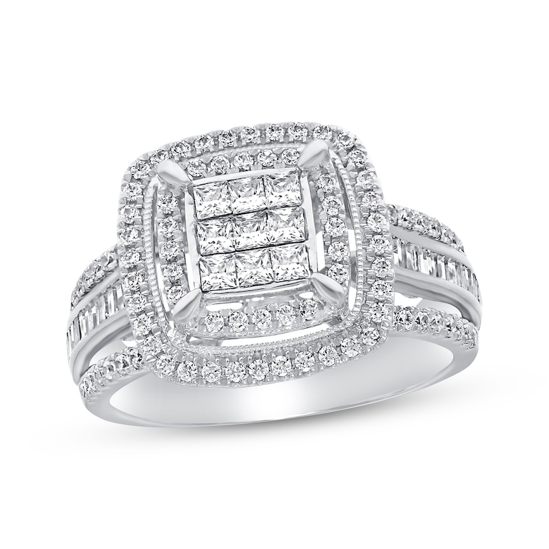 Main Image 1 of Previously Owned Diamond Engagement Ring 1 ct tw Princess & Round-cut 10K White Gold
