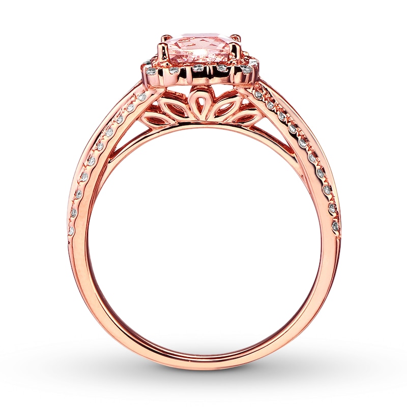 Previously Owned Morganite Engagement Ring 3/8 ct tw Diamonds 14K Rose ...