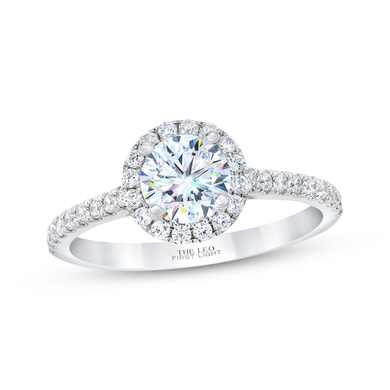 Previously Owned THE LEO First Light Diamond Engagement Ring -/ ct tw Round-cut 14K White Gold