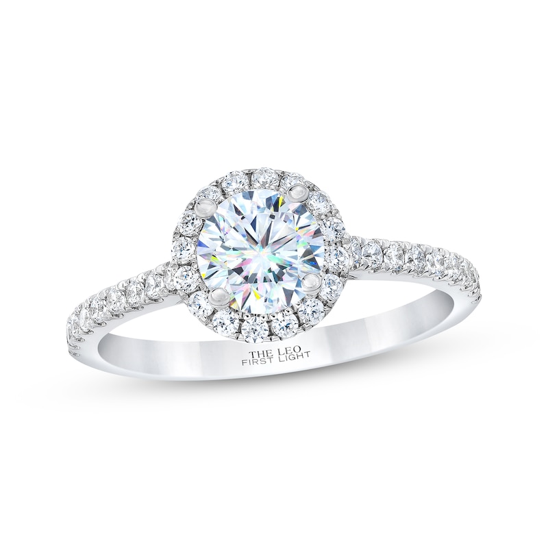Main Image 1 of Previously Owned THE LEO First Light Diamond Engagement Ring 1-1/4 ct tw Round-cut 14K White Gold