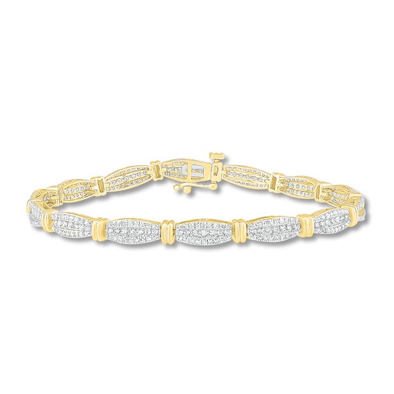 Previously Owned Diamond Bracelet 2 ct tw Round-cut 10K Yellow Gold 7.25"