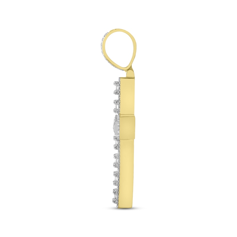 Previously Owned Men's Diamond Cross Pendant 1-1/2 ct tw Round/Baguette 10K Yellow Gold