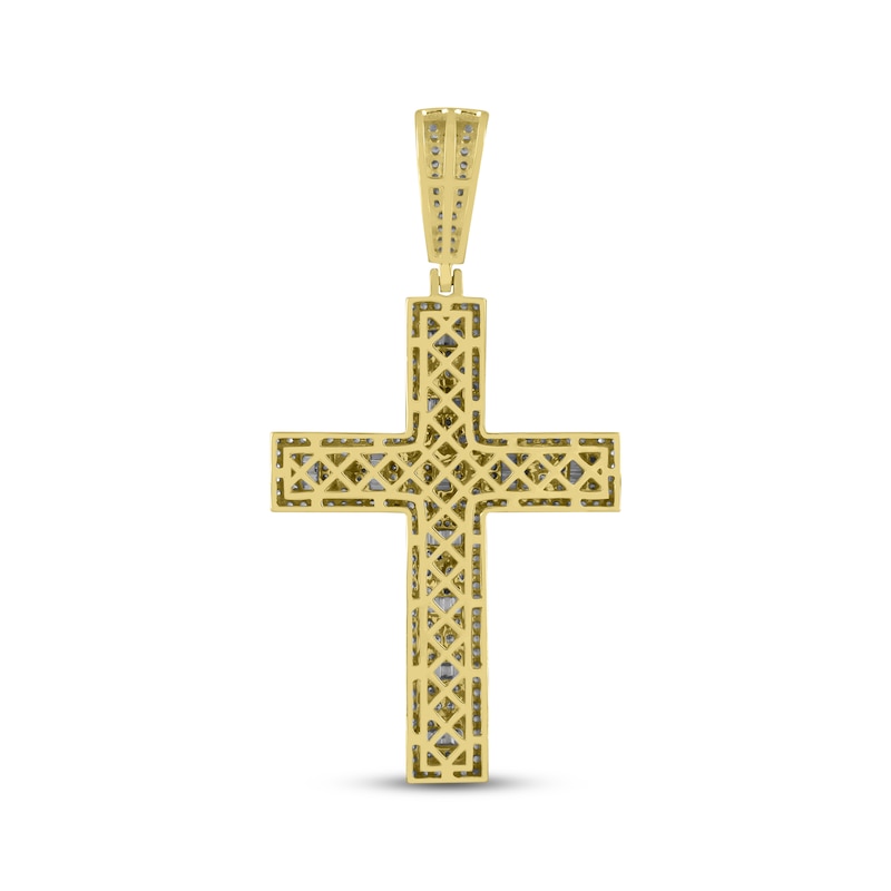 Previously Owned Men's Diamond Cross Pendant 1-1/2 ct tw Round/Baguette 10K Yellow Gold