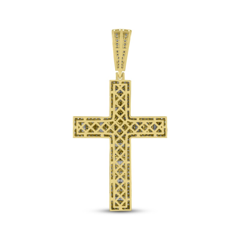 Previously Owned Men's Diamond Cross Pendant 1-1/2 ct tw Round/Baguette 10K Yellow Gold
