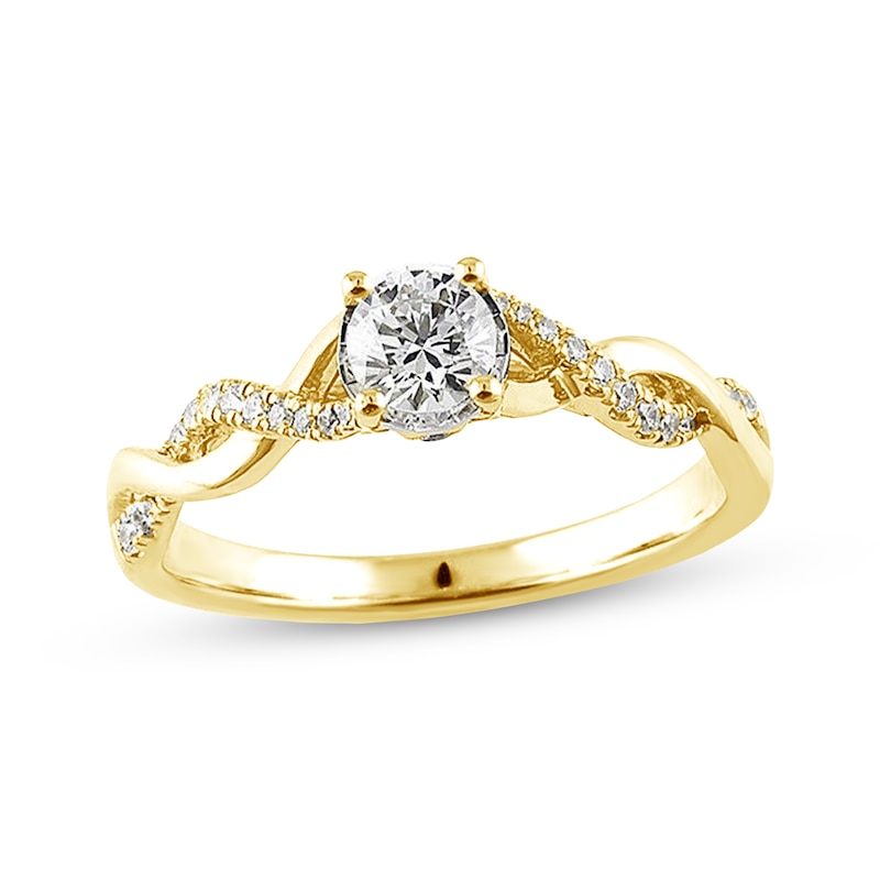 Main Image 1 of Previously Owned Diamond Engagement Ring 1/2 ct tw Round-cut 14K Yellow Gold