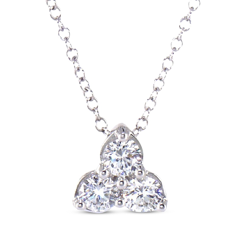 Previously Owned THE LEO 3-Stone Diamond Necklace 3/4 ct tw 14K White Gold 19"