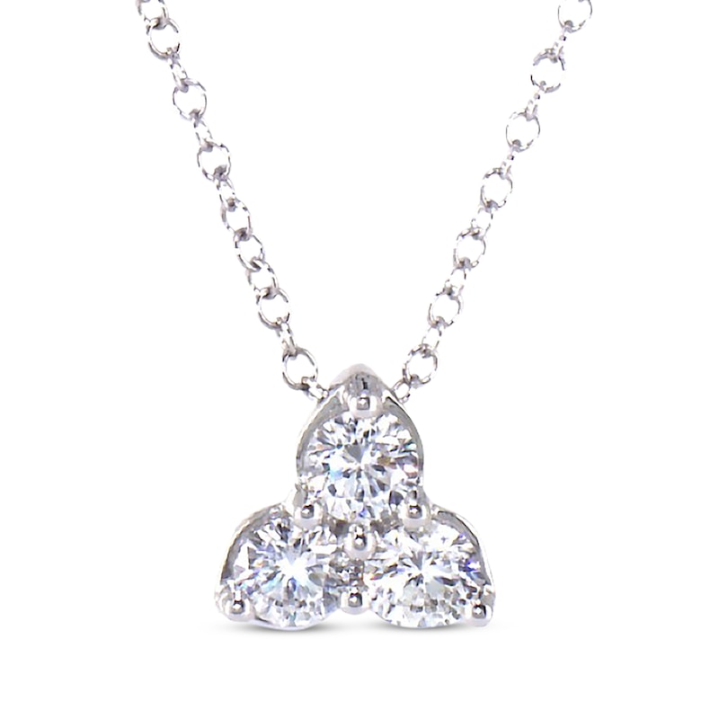 Main Image 1 of Previously Owned THE LEO 3-Stone Diamond Necklace 3/4 ct tw 14K White Gold 19&quot;