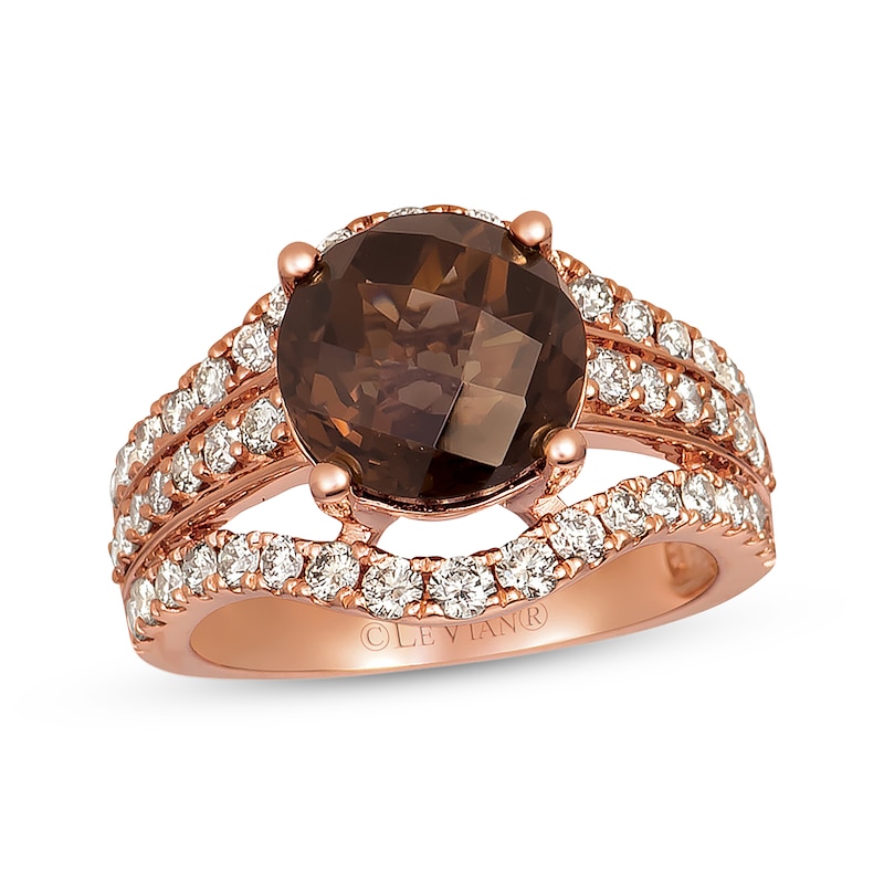 Main Image 1 of Previously Owned Le Vian Chocolate Quartz Ring 1 ct tw Nude Diamonds 14K Strawberry Gold