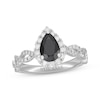 Thumbnail Image 1 of Previously Owned Neil Lane Black & White Diamond Engagement Ring 1-1/2 ct tw Pear & Round-cut 14K White Gold