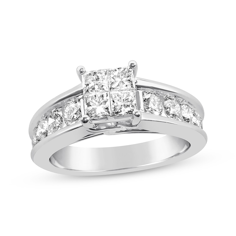 Main Image 1 of Previously Owned Diamond Engagement Ring 1-7/8 ct tw Princess & Round-cut 14K White Gold